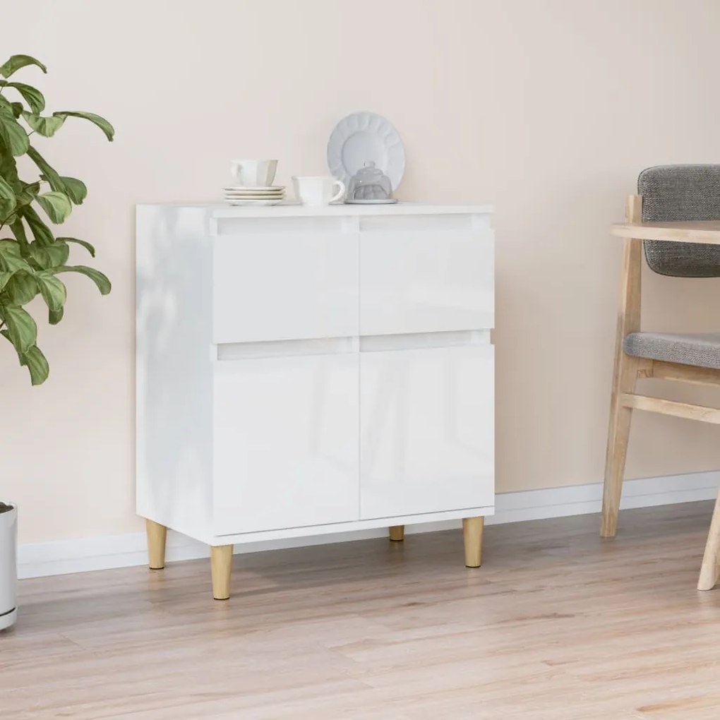 vidaXL Aparador 60x35x70 cm derivados de madeira branco brilhante
