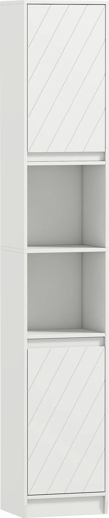 HOMCOM Coluna Estreita para Casa de Banho com 2 Portas e 2 Prateleiras Abertas, Ideal para Espaços Pequenos, 30x24x170 cm, Branco | Aosom Portugal