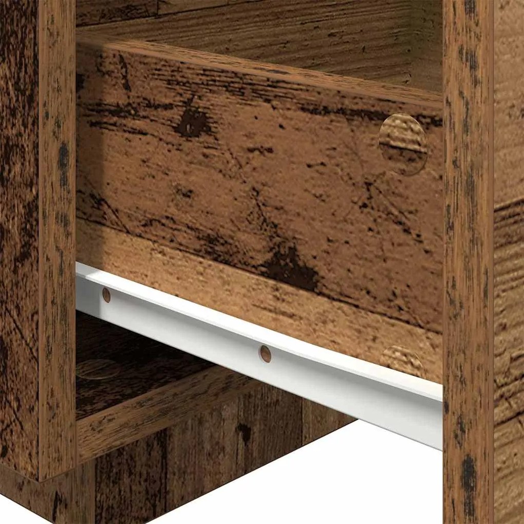 Camas de cabeceira vidaXL com luzes LED 2 pcs Madeira antiga 40x39x37