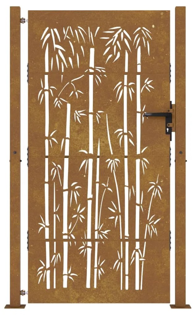 Portão de jardim 105x180 cm aço corten design bambu