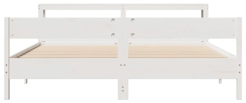 Cama sem colchão 200x200 cm madeira de pinho maciça branco
