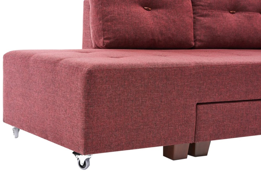 Sofá-Cama de Canto Manama – Vermelho Claret – 280x85x206 cm