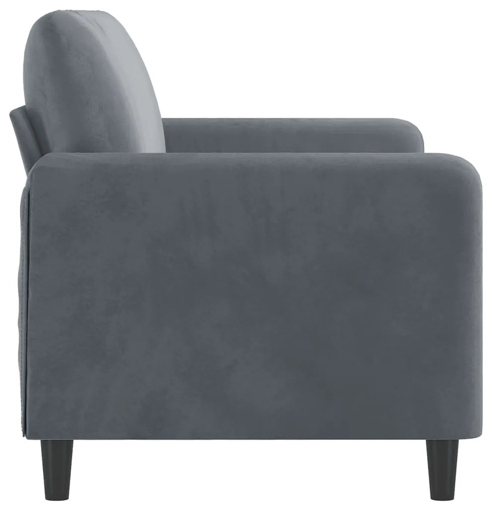 Sofá de 2 lugares 140 cm veludo cinza-escuro