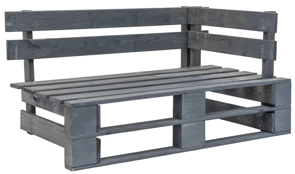 vidaXL Banco de canto em paletes para jardim madeira cinzento