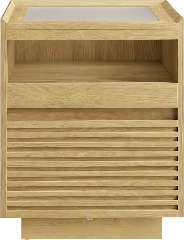 Mesa de cabeceira com iluminação LED 40 x 45 x 55 cm cor de carvalho natural