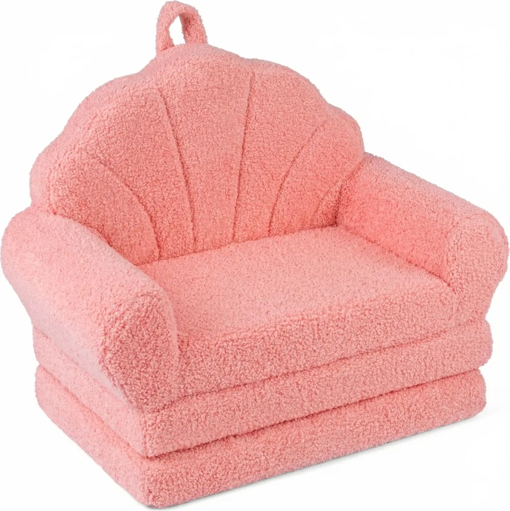 Sofá dobrável 2 em 1 em forma de concha para crianças, convertível em cama com braços, capa removível e base antiderrapante, para maiores de 3 anos, c