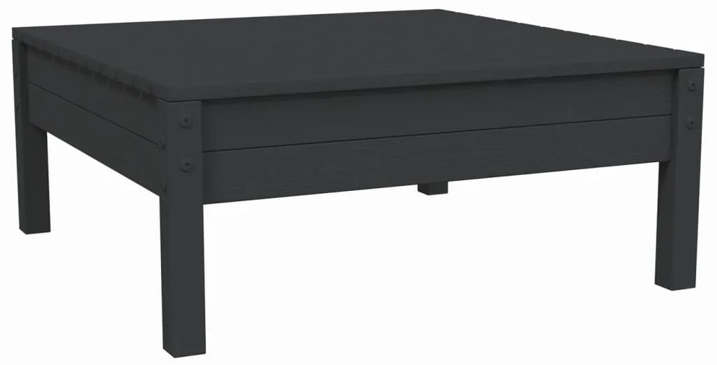 3 pcs conjunto lounge jardim c/ almofadões pinho maciço preto