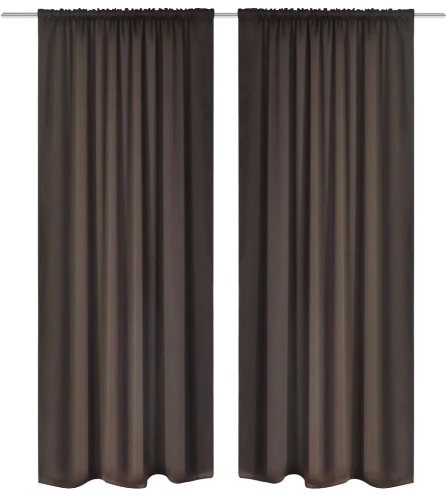 2 pcs cortinas opacas com barra de franzir 135 x 245 cm castanho