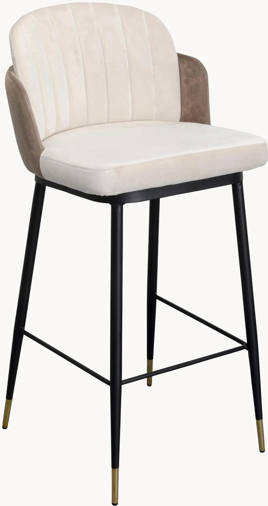 Cadeiras de bar em veludo Hojas, conjunto de 2