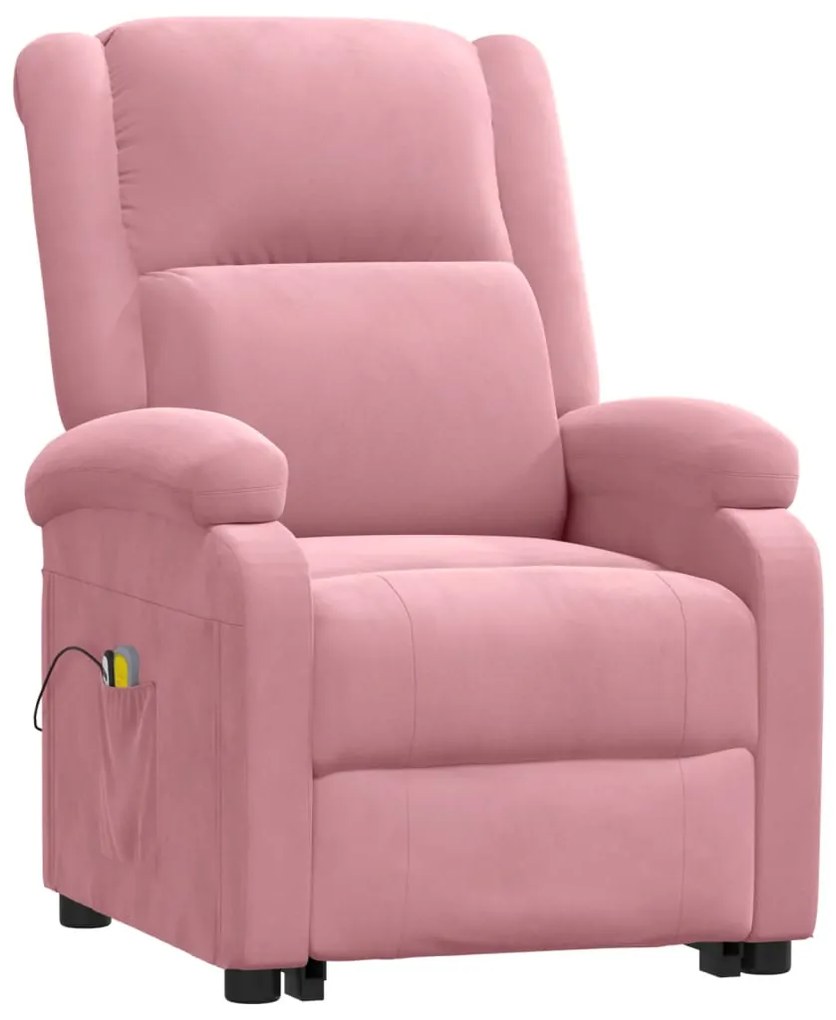 Poltrona de massagens elevatória veludo rosa