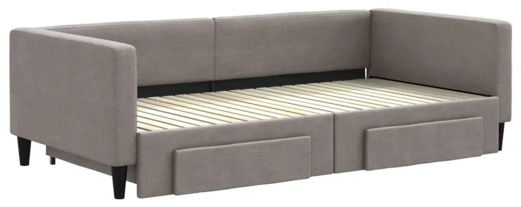 Sofá-cama c/ gavetão/gavetas 100x200cm tecido cinza-acastanhado
