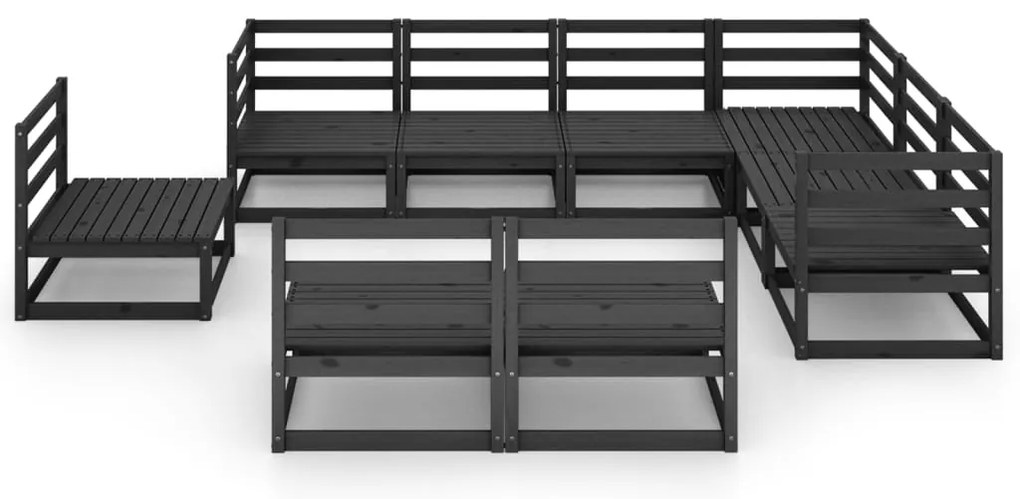 9 pcs conjunto lounge de jardim pinho maciço preto