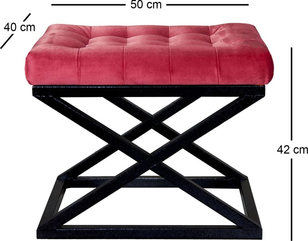 Pouffe Capraz – Preto e Vermelho – 50x42x40 cm