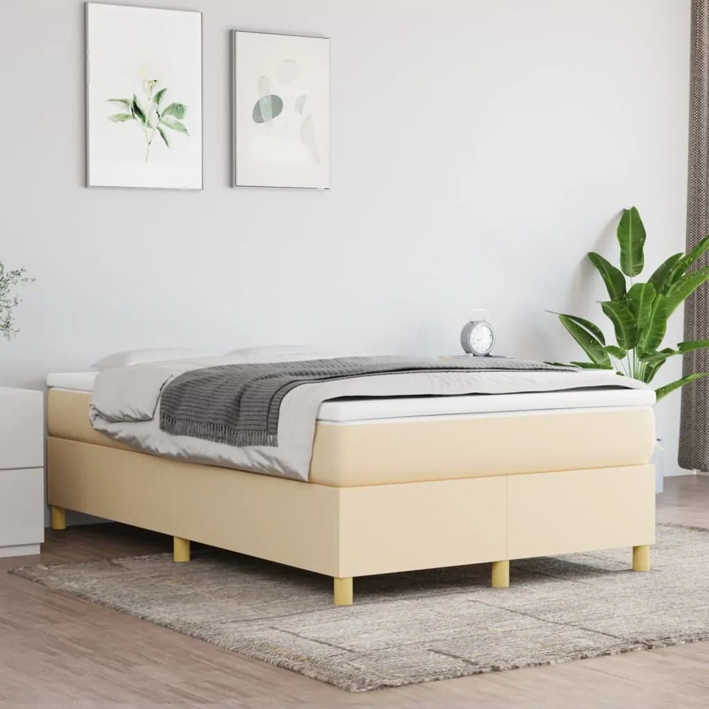 3120950 vidaXL Estrutura de cama 120x200 cm tecido cor creme