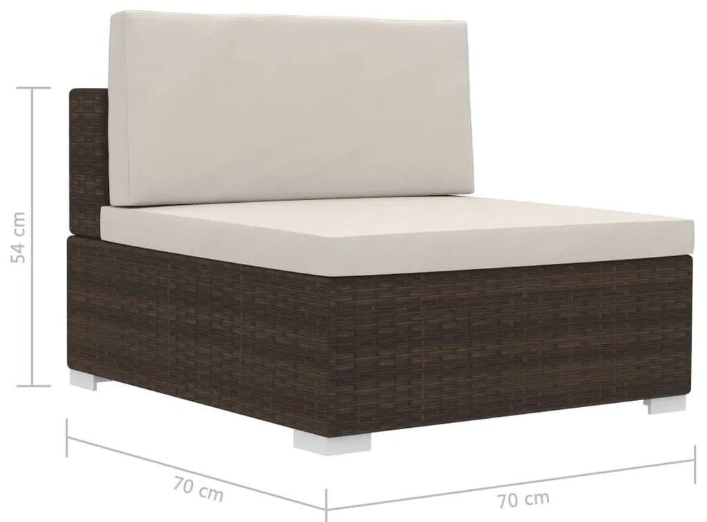 Conjunto sofás de jardim c/ almofadões 4 pcs vime PE castanho