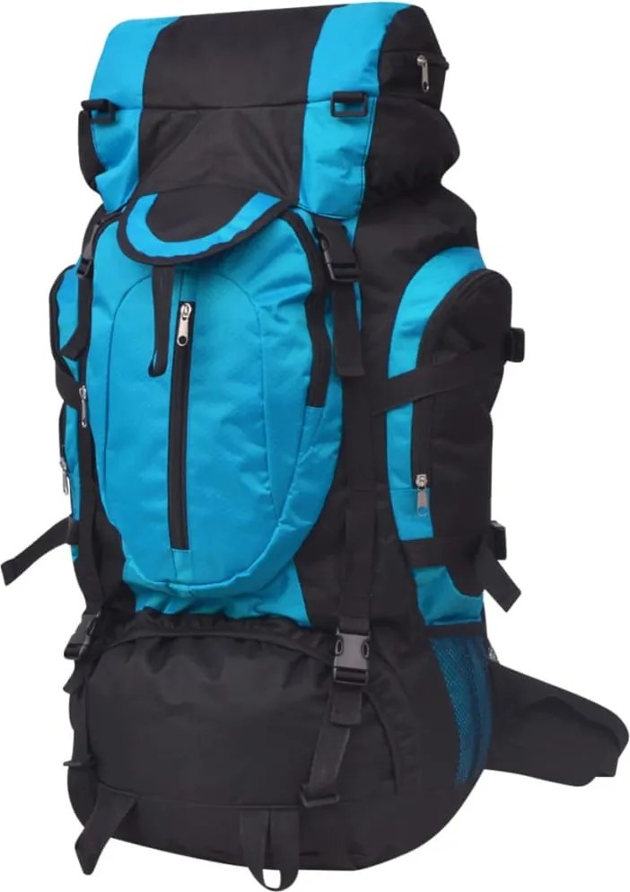 vidaXL Mochila de caminhada XXL 75 L preto e azul