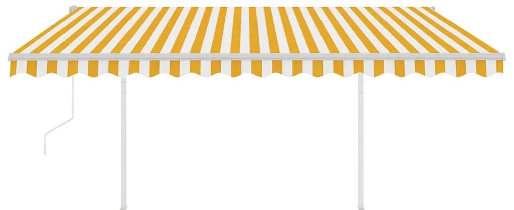 Toldo automático c/ LED e sensor de vento 4x3 m amarelo/branco
