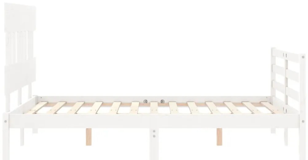 Estrutura de cama com cabeceira 140x200cm madeira maciça branco