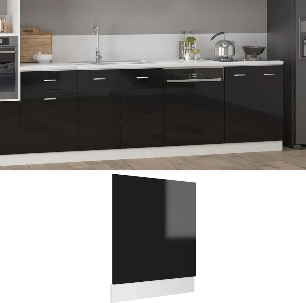 vidaXL Painel máquina de lavar louça “Lyon” 59,5x3x67 cm preto