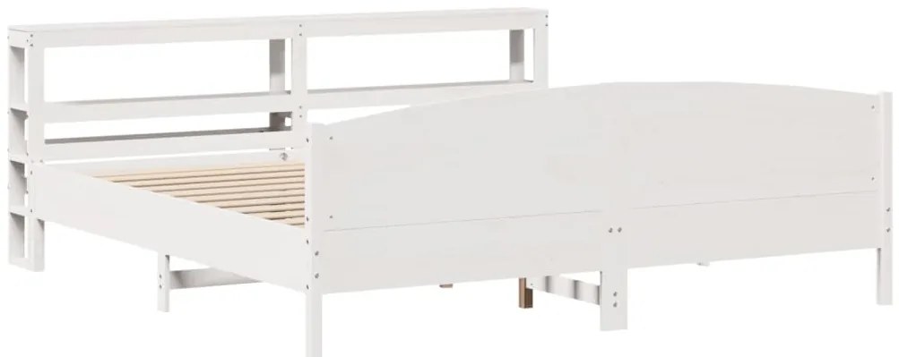 Cama sem colchão 200x200 cm madeira de pinho maciça branco