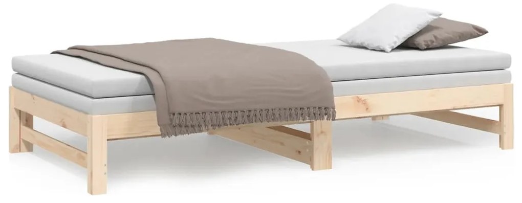Sofá-cama de puxar 2x(100x200) cm madeira de pinho maciça