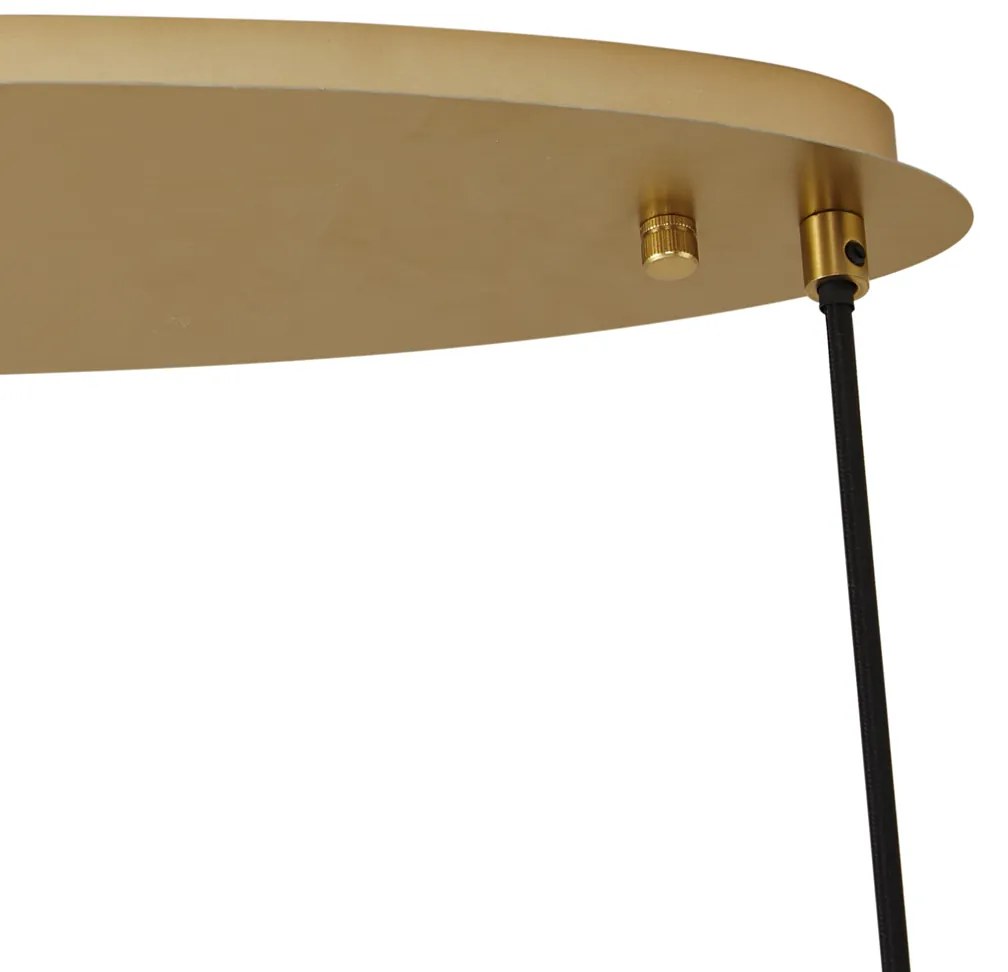 Candeeiro suspenso Art Deco dourado com vidro âmbar oval 5 luzes - Mochan