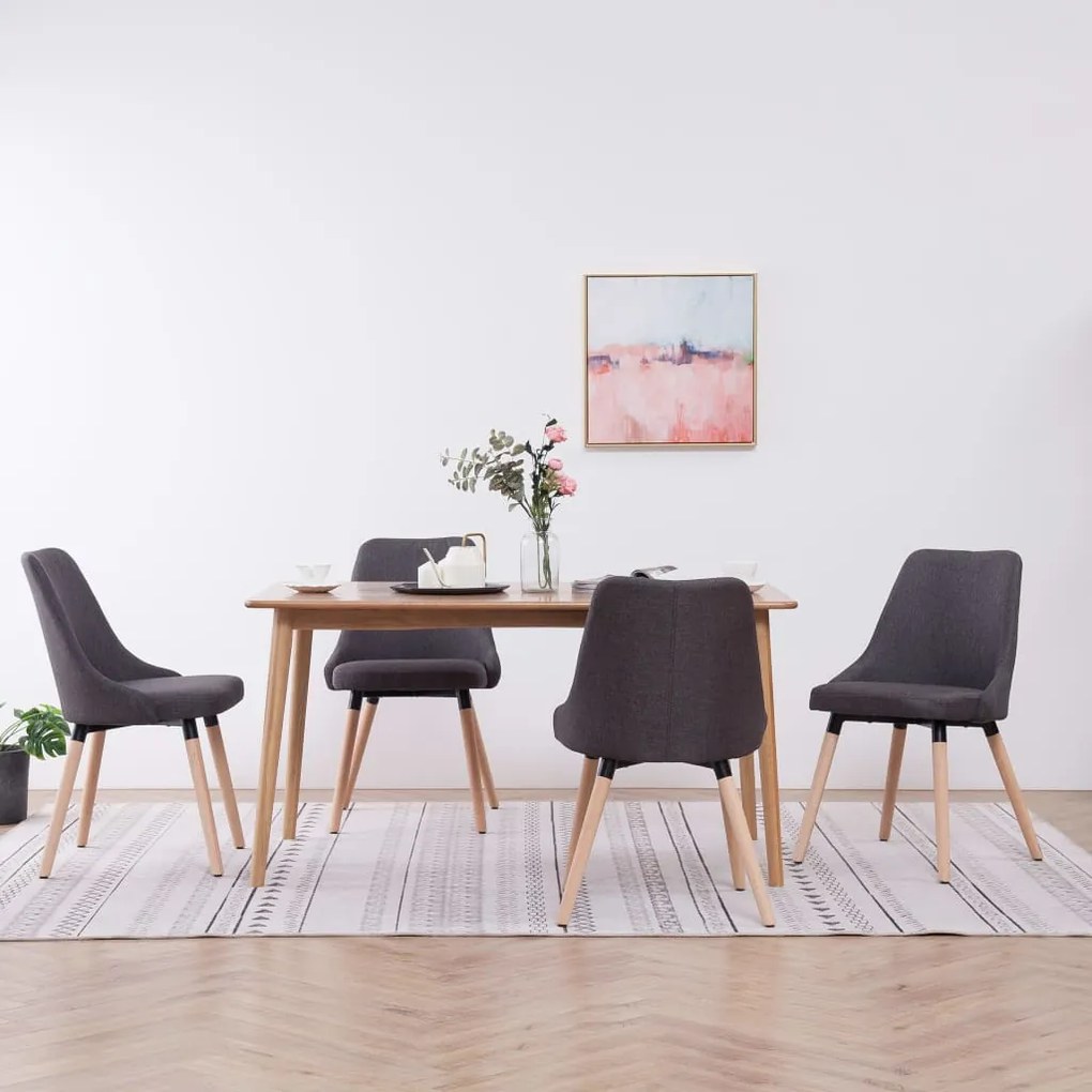 vidaXL Cadeiras de jantar 4 pcs tecido cinzento-escuro
