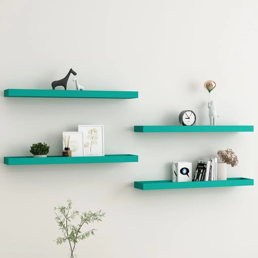 Prateleiras de parede Loggia 4 pcs 80x15x4 cm MDF azul