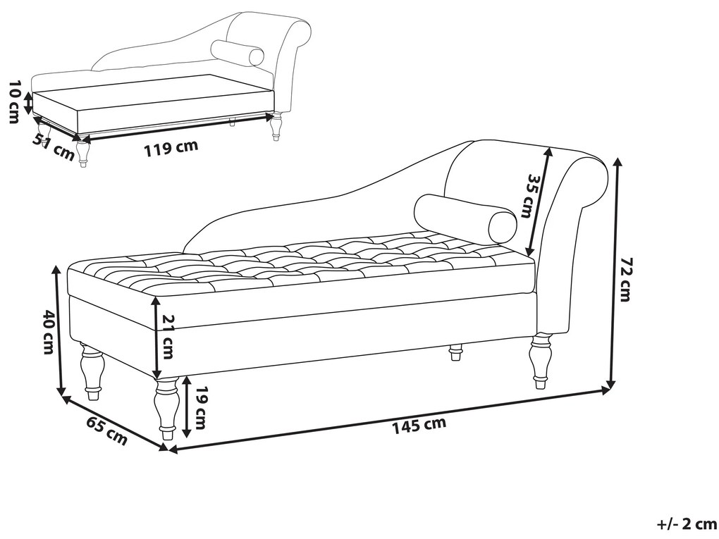 Chaise-longue à direita com arrumação em pele sintética creme PESSAC II Beliani