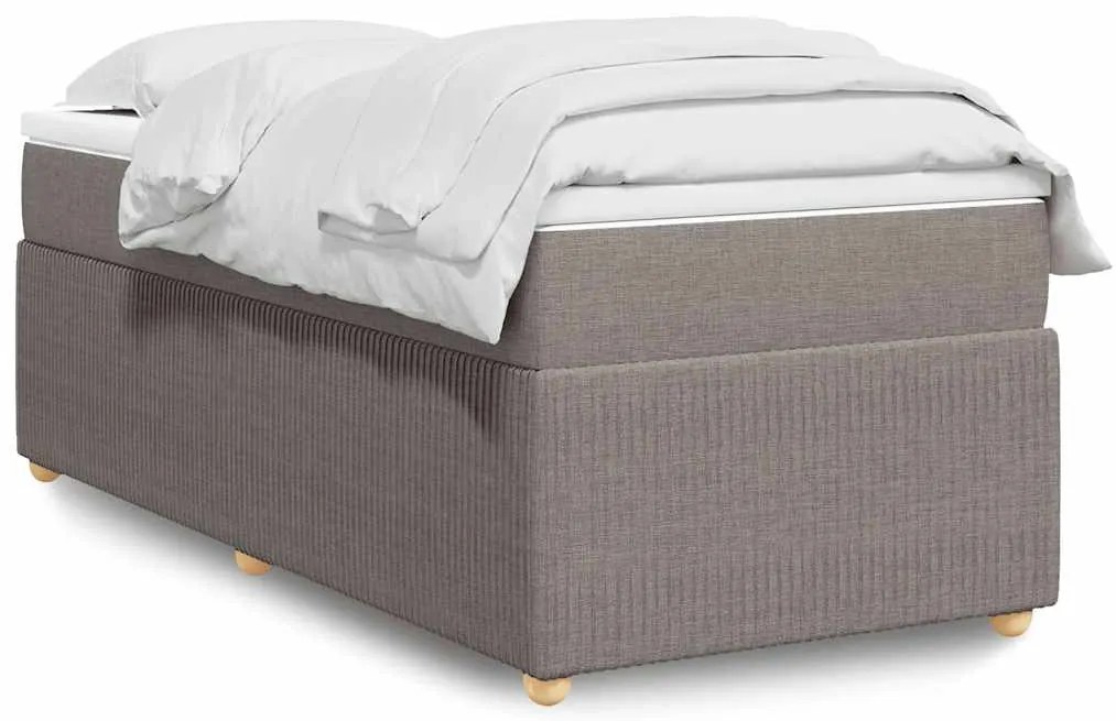 Cama com molas/colchão 100x200 cm tecido cinza-acastanhado
