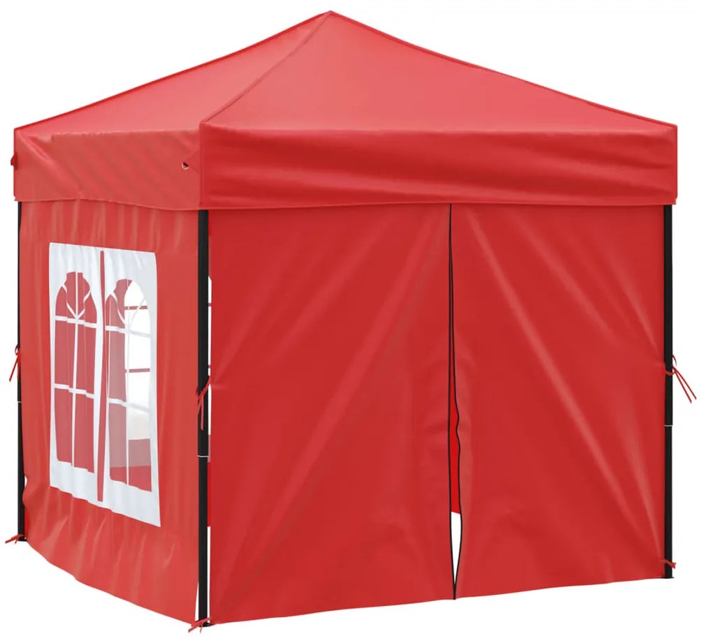 Tenda para festas dobrável com paredes laterais 2x2 m vermelho