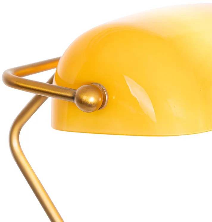 Candeeiro de pé clássico bronze com vidro âmbar - Banker