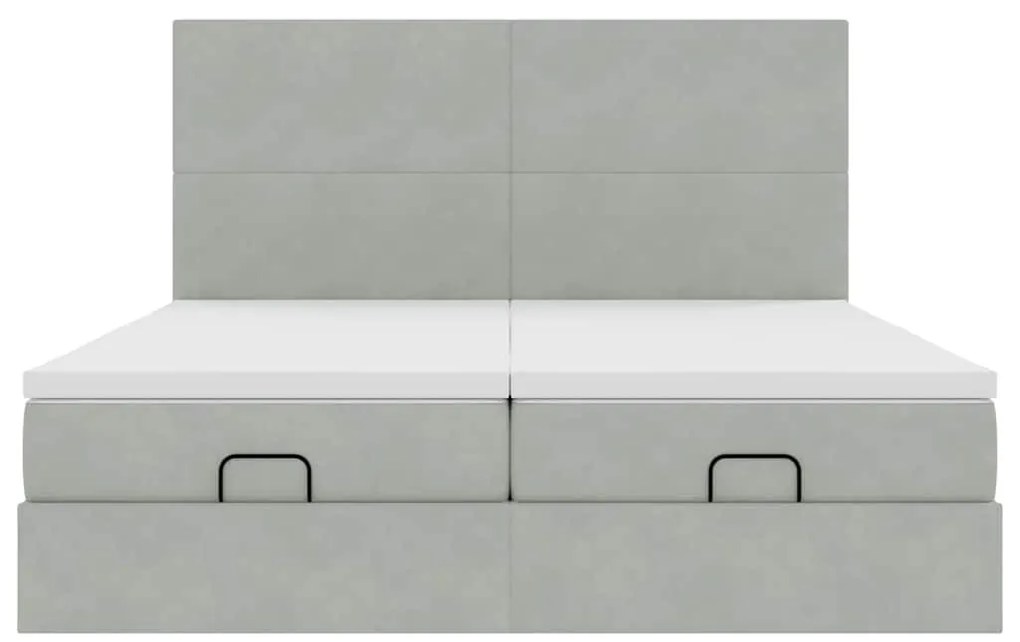 Estrutura cama otomana colchões 180x200cm veludo cinzento claro