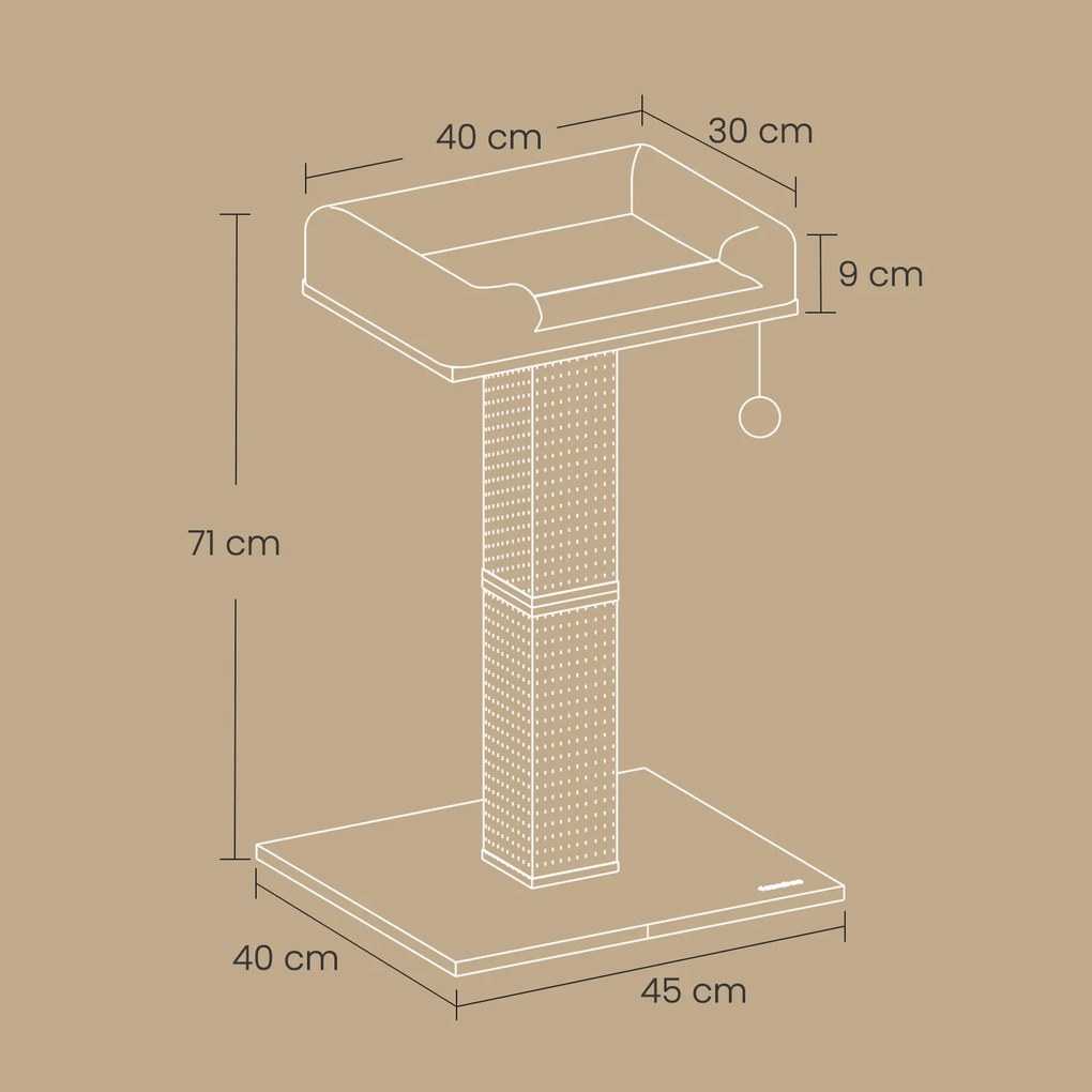 Arranhador para gatos com plataforma de pelúcia de 40 x 30 cm e tronco para arranhar 45 x 40 x 71 cm Cinzento