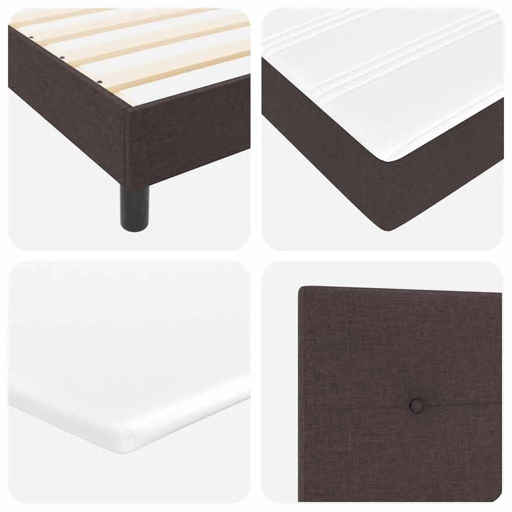 Cama Box Spring com Colchão e LED Castanho Escuro 140x190 cm Tecido
