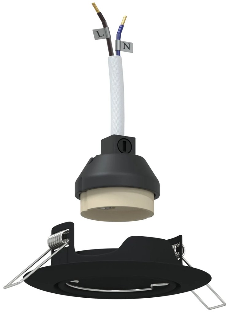 Luminárias Embutidas 12 pcs Redondas GU10 Pretas Ø90 mm em Aço
