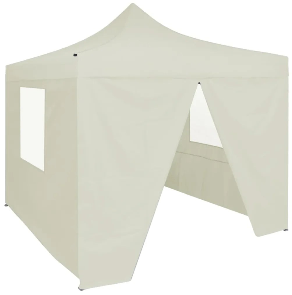 vidaXL Tenda dobrável profissional festas 4 paredes 2x2 m aço creme