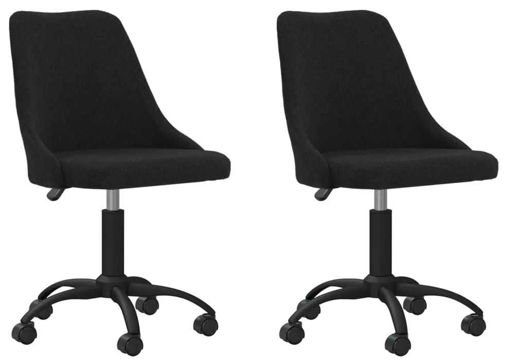 vidaXL Cadeiras de jantar giratórias 2 pcs tecido preto