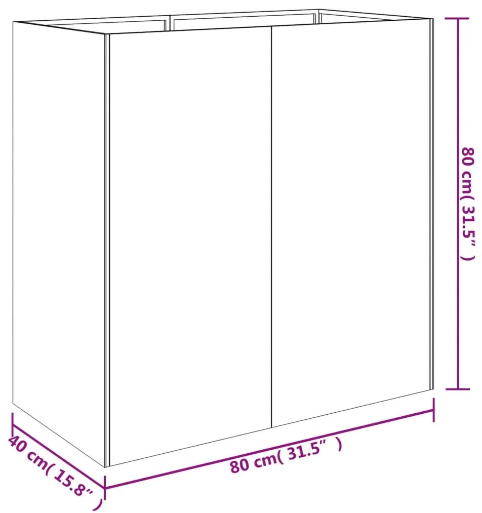 Vaso/floreira 80x40x80 cm aço corten