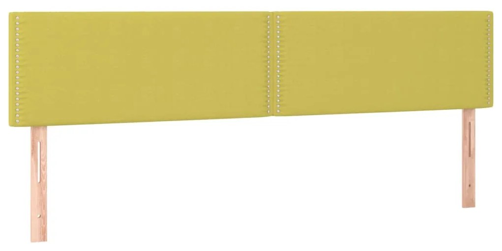 Cama box spring c/ colchão e LED 200x200 cm tecido verde