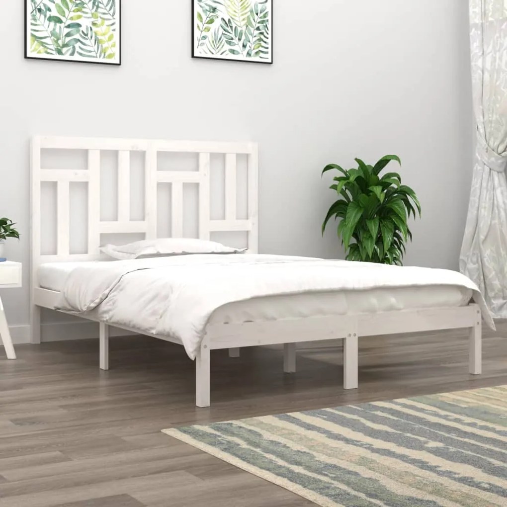 Cama sem colchão 120x200 cm madeira de pinho maciça branco