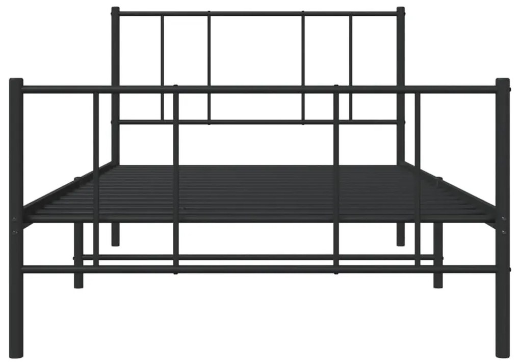 Estrutura de cama com cabeceira e pés 75x190 cm metal preto