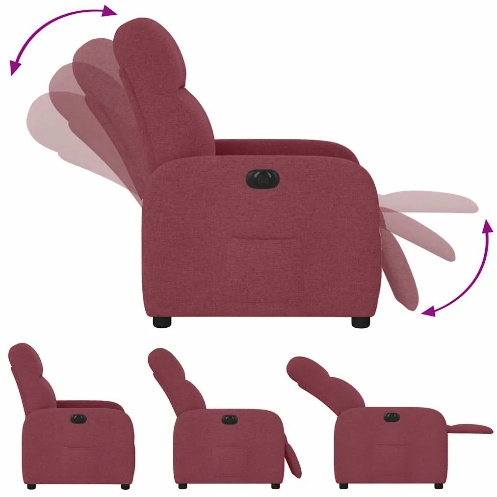 Poltrona elétrica reclinável tecido vermelho tinto