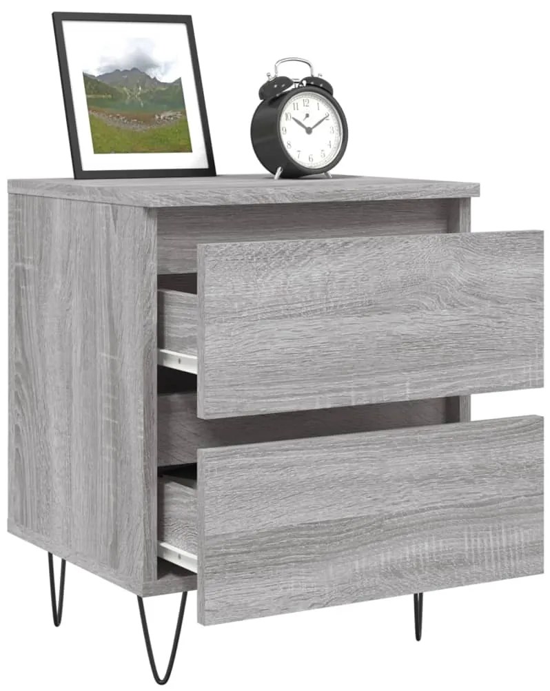 Mesa de cabeceira 40x35x50 cm derivados de madeira cinza sonoma