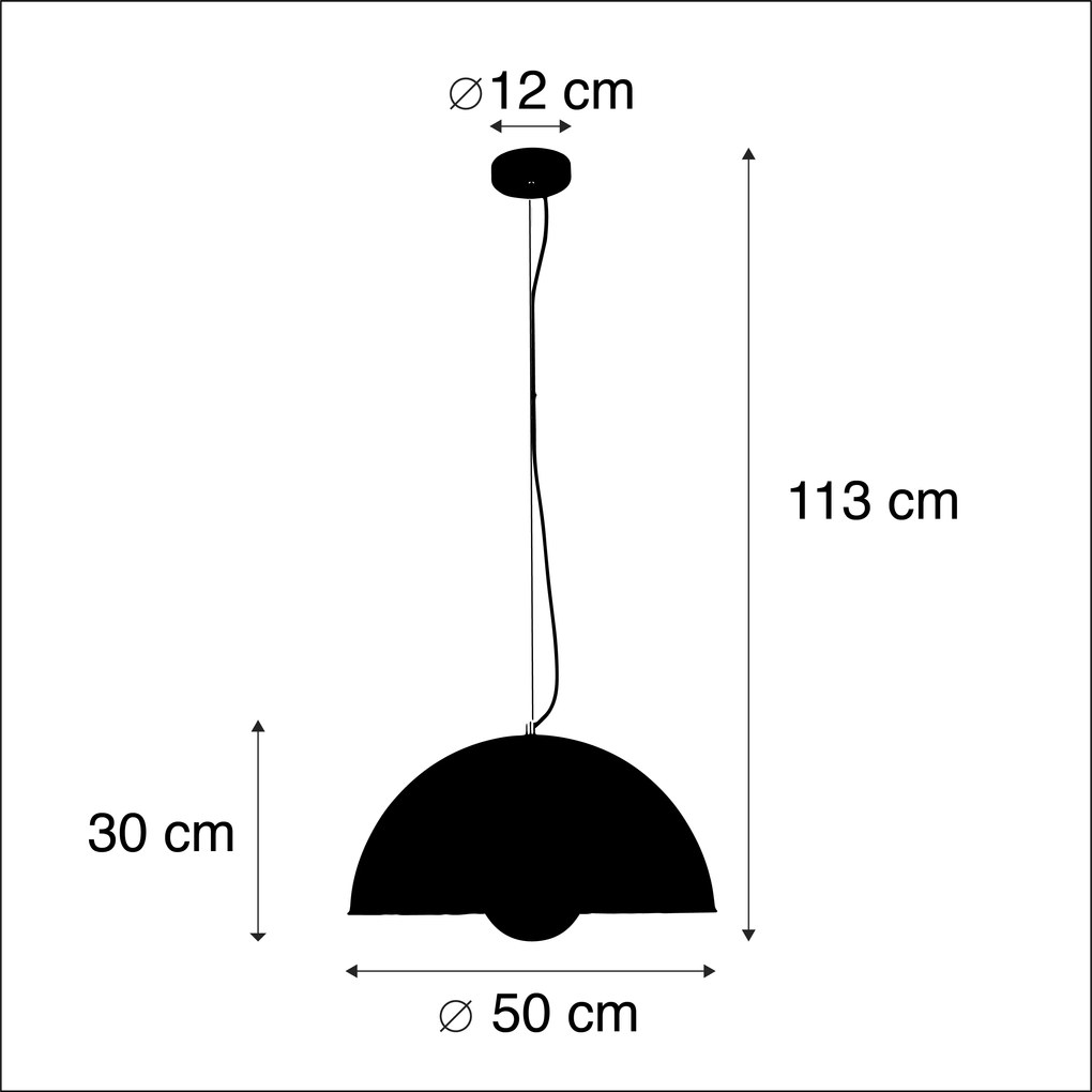 Candeeiro de suspensão industrial preto com ouro 50 cm - Magna Eglip Moderno