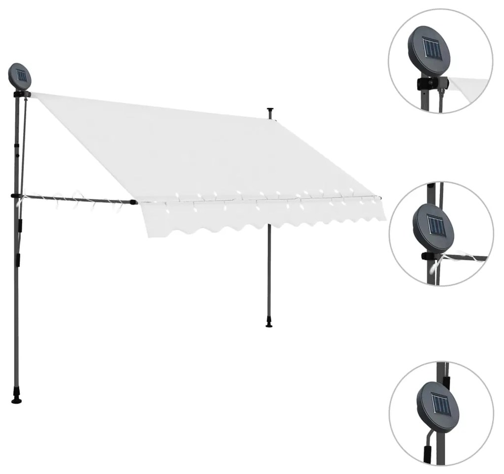 Toldo retrátil manual com LED 300 cm creme