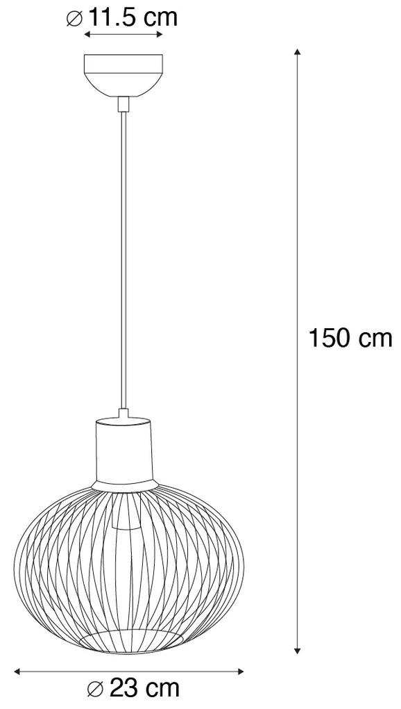Moderne draad hanglamp zwart met beige 23cm - Gila Moderno