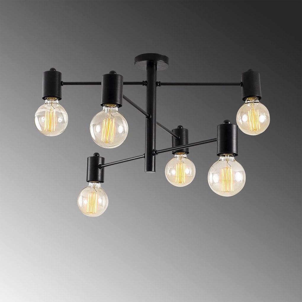 Candeeiro de Teto Hexa – Preto – 61 x 61 cm