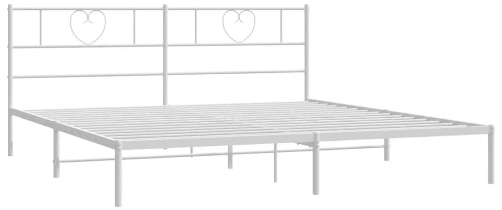 Estrutura de cama com cabeceira 200x200 cm metal branco