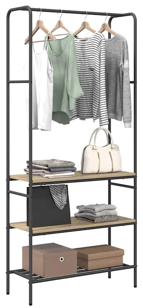 Suporte para Roupas com Prateleiras Carvalho sonoma